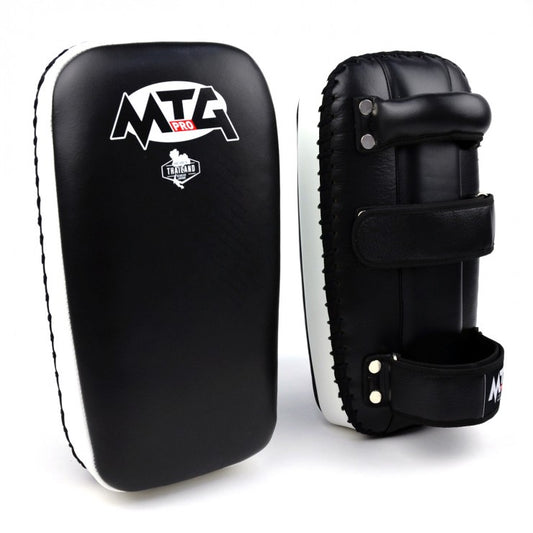 MTG KPL2 PRO LEATHER THAI KICK PADS BLACK/WHITE